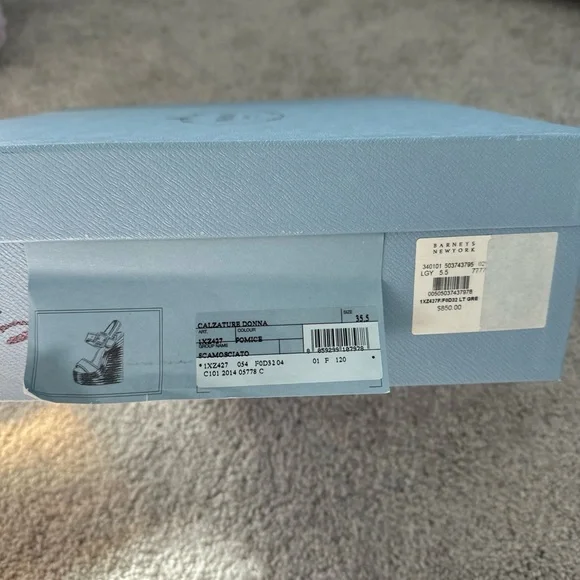 Prada Nude Suede Jute 4 inch Wedge Peep Toe Sandal 35.5 /  5.5 US $850 - Picture 13 of 14